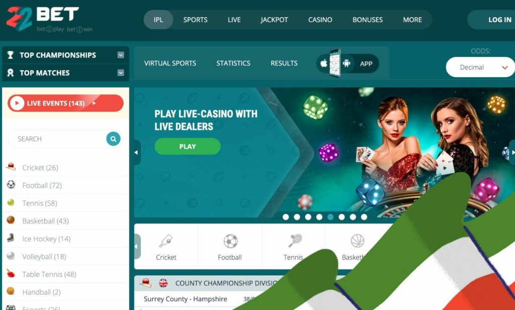 22Bet Indian betting site review and instruction